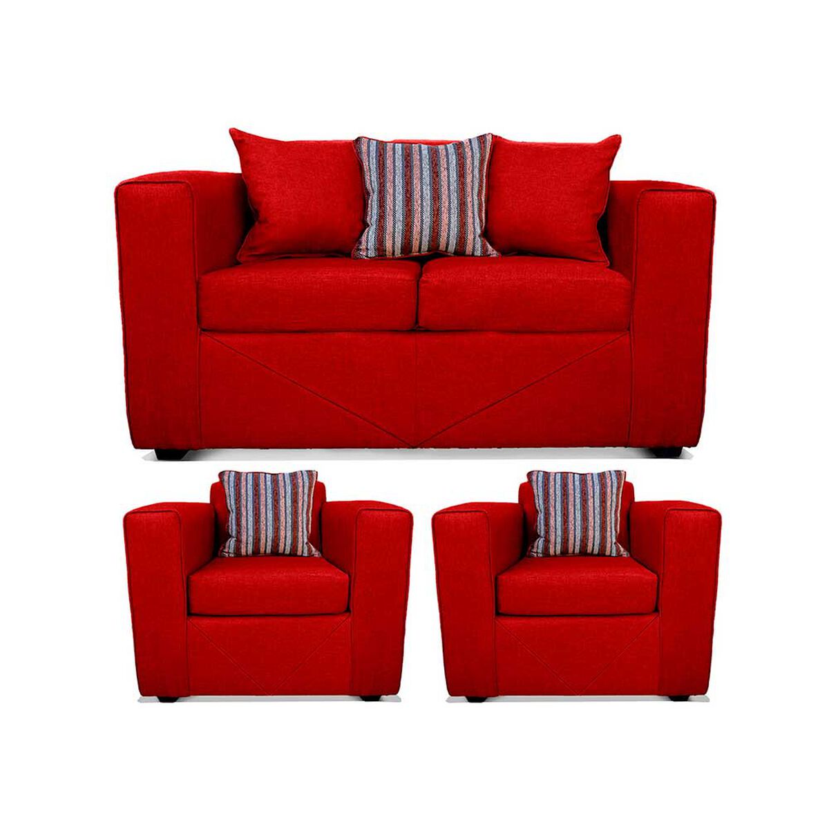 Juego de Living Elegant Detail Santa Fe Sof&aacute; 2 Cuerpos + Dos sillones 1 Cuerpo Rojo