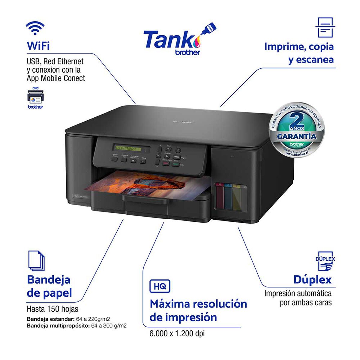 Multifuncional Brother Tinta Continua DCPT530DW Wifi y D&uacute;plex