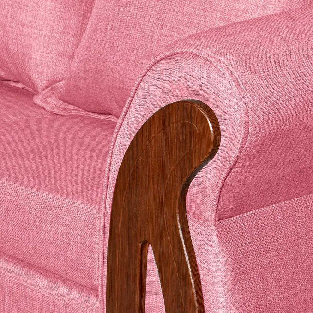 Juego de Living Ruzam Mobel Isidora Sofá 3 Cuerpos + Dos Sillones 1 Cuerpo Lino Palo Rosa