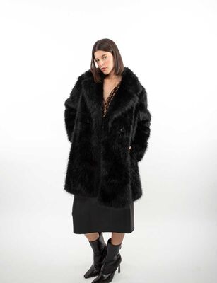 Imagen 1 del producto Abrigo Trench Peludo Mujer Zibel Negro