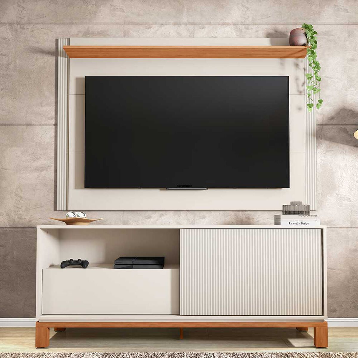 Panel TV 65" + Rack TV 55" Decocasa Mondrian Off White