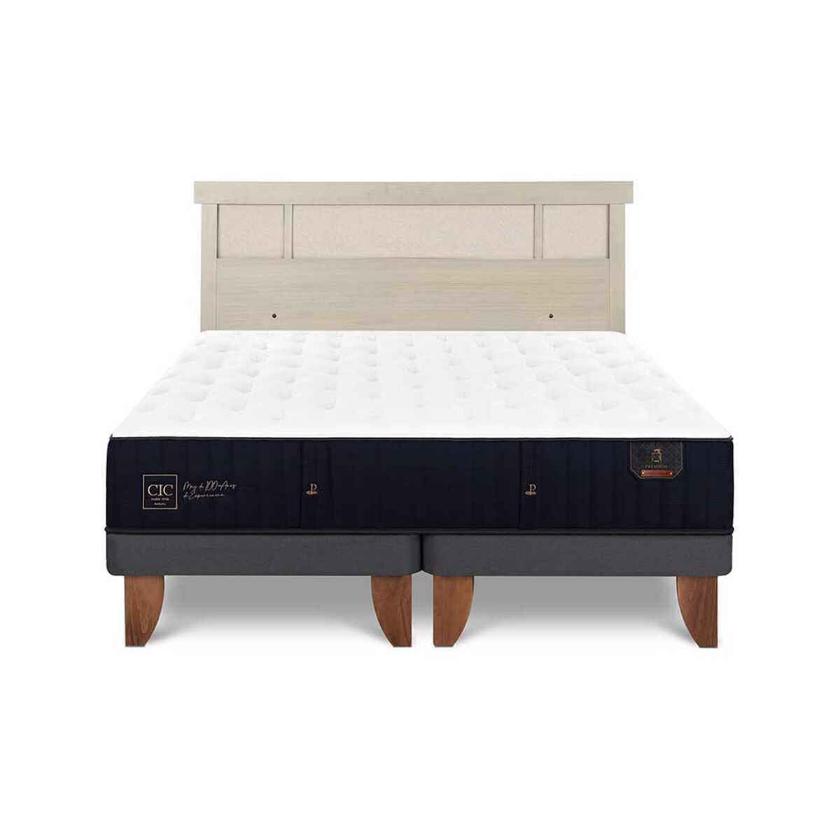 Cama Europea CIC Base Dividida King Premium + Respaldo Dublin Alpino