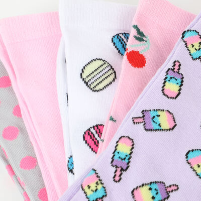 Imagen 2 del producto Pack 5 Unidades Calcetin Niña Largo de Algodón Mila Fucsia