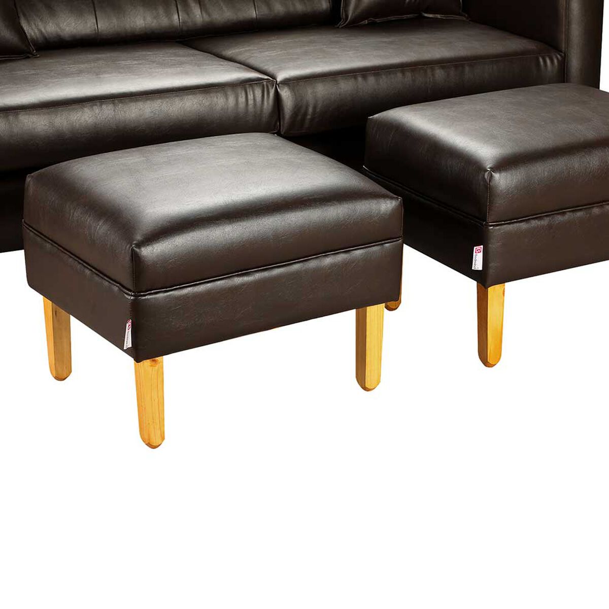 Juego de Living Bodevir New Retro PU 04 Sof&aacute; 3 Cuerpos + Dos Pouf 1 Cuerpo Chocolate&nbsp;