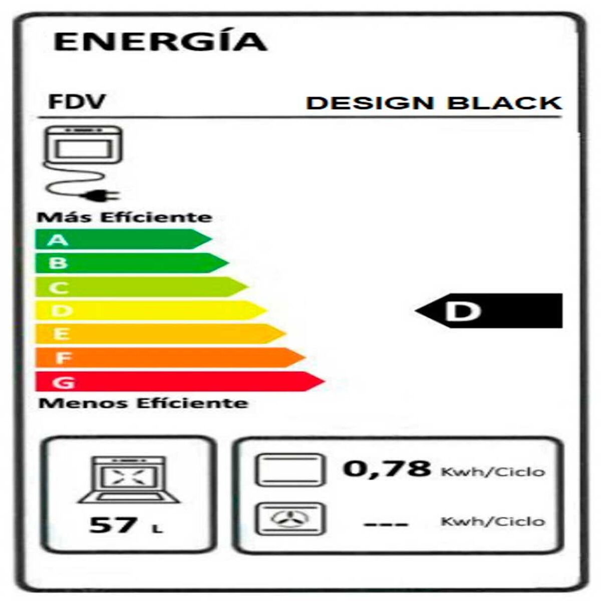 Horno Empotrado Fdv DeS&iacute;gn Black 57 lts.