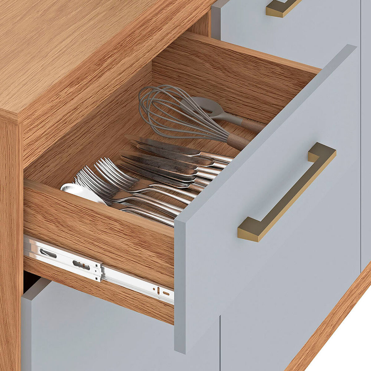 Mueble Base Cocina Vekkahome Alba 3 Puertas Caf&eacute;