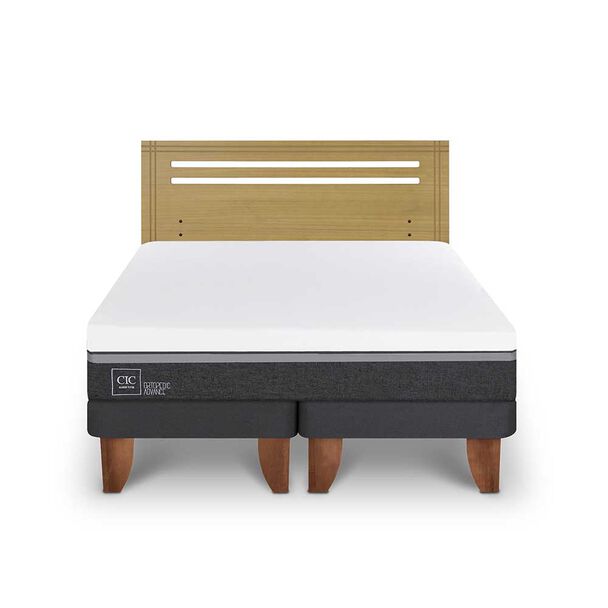 Cama Europea CIC Base Dividida 2 Plazas Ortopedic Advance + Respaldo Munich Mostaza