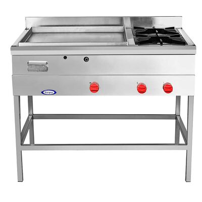 Plancha Churrasquera Ticgas 600x600  + 2 Quemadores Full Inox GLP