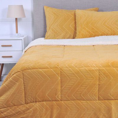 Plumón Liso Mashini 2 Plazas Coral Emboss Amarillo