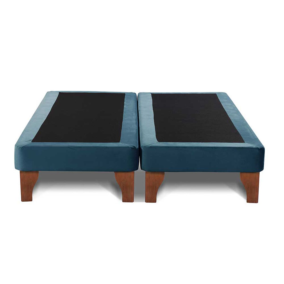 Base Europea Dividida Latam Home 2 Plazas Zen Tela Velvet Azul Petroleo