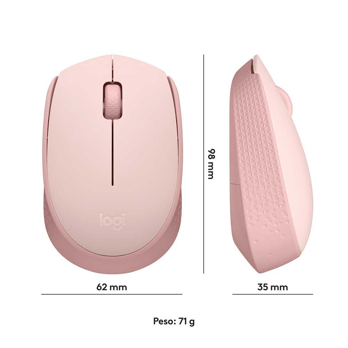 Mouse inal&aacute;mbrico &oacute;ptico Logitech M170 Rosado