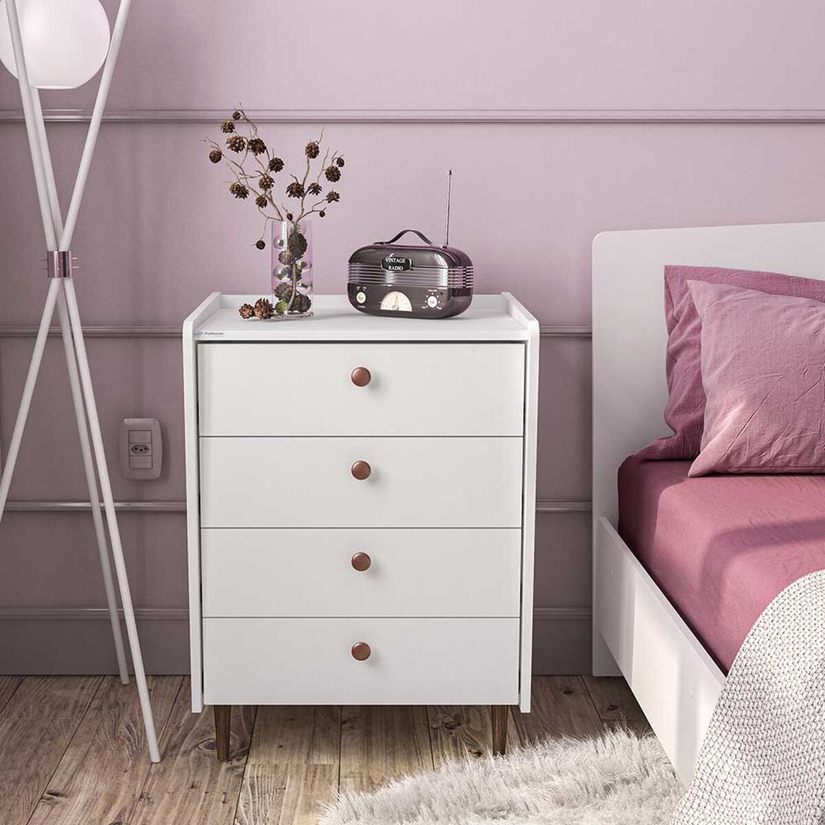 Cómoda Vekkahome Luisiana 4 Cajones Blanco 