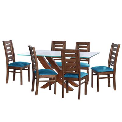 Juego de Comedor Latam Home Alicante 6 Sillas Azul Petróleo