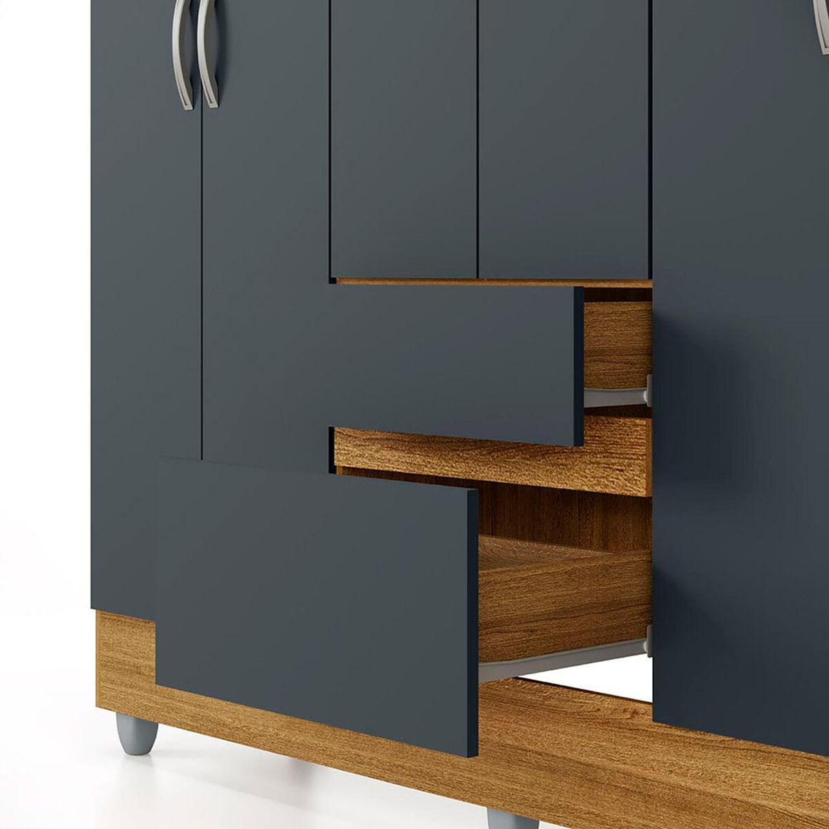 Closet Vekkahome Americano 6 Puertas 2 Cajones Gris