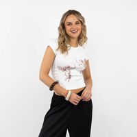 Polera Crop Manga Corta Mujer Icono Blanco