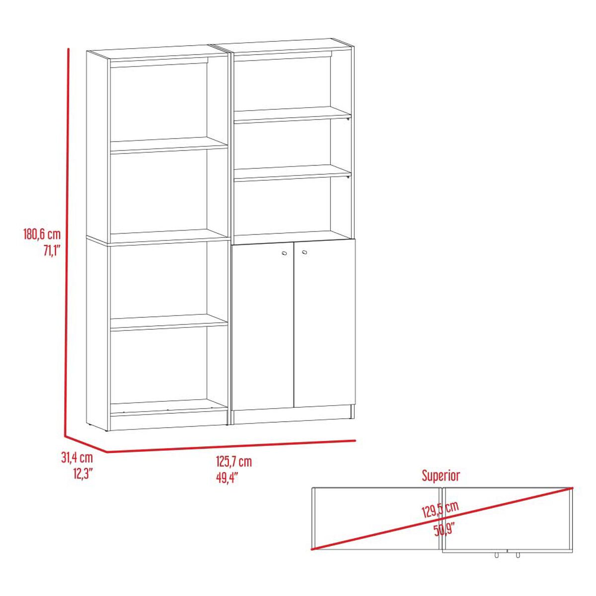 Estante + Estante 2 Puertas TuHome Home Macadamia