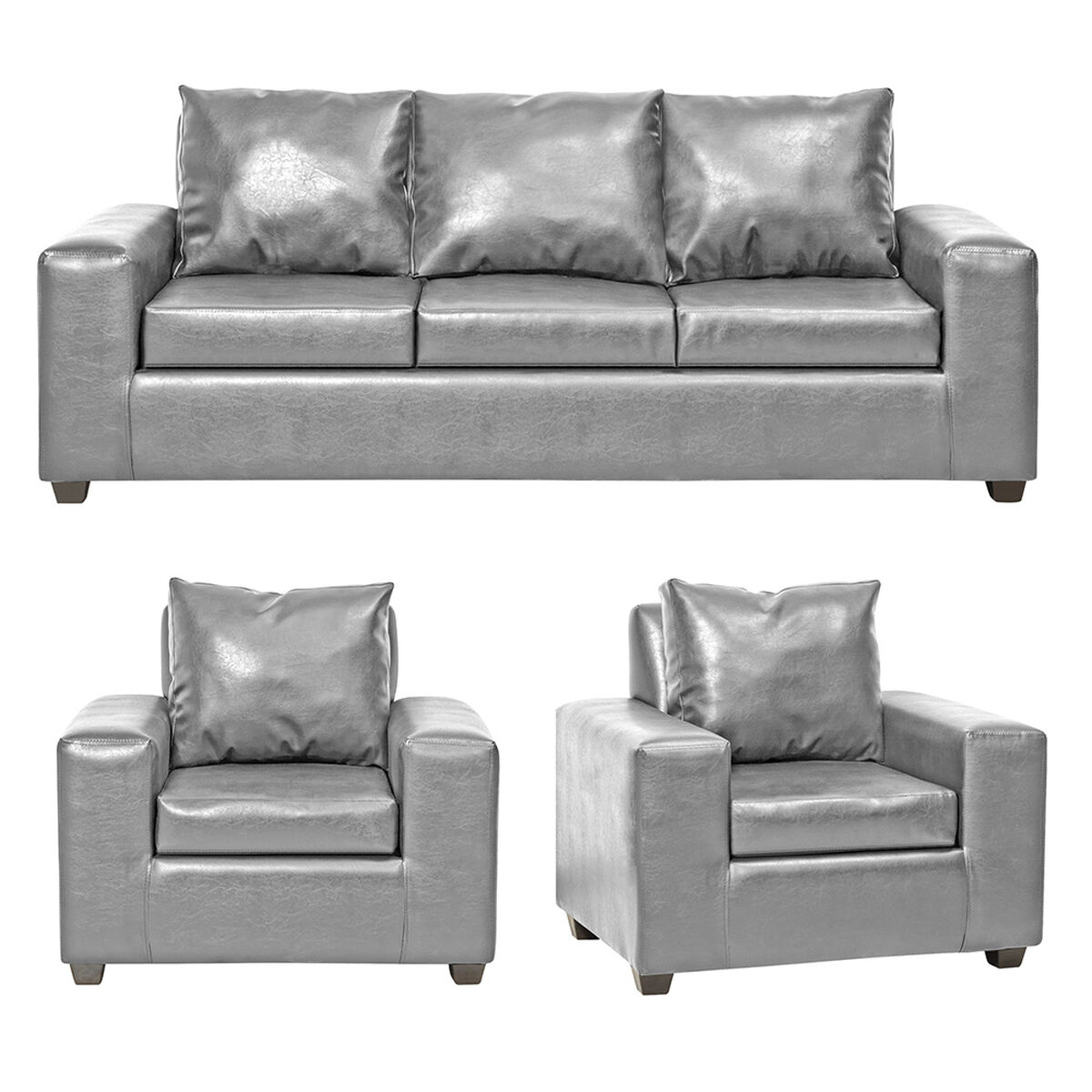Juego de Living Innovamuebles Kahlo Sofá 3 Cuerpos + Dos Sillones 1 Cuerpo Gris