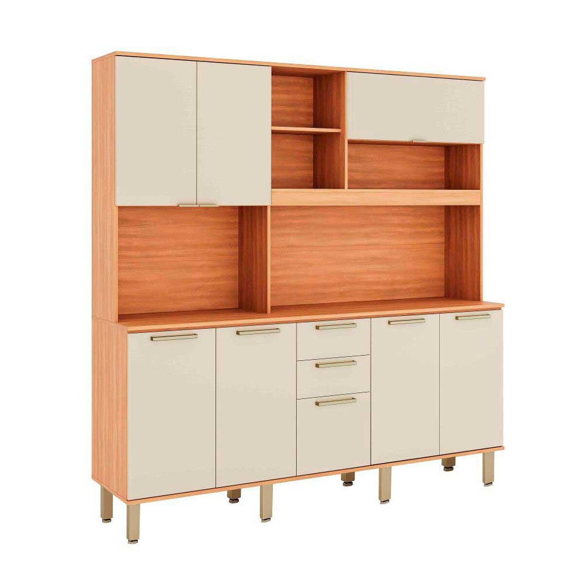 Kit de Cocina Roca Casta&ntilde;a 8 Puertas 3 Cajones Canela-Arena