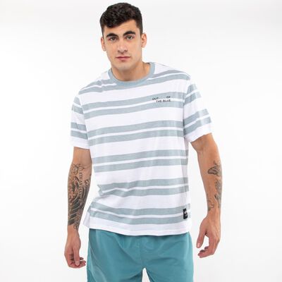 Polera Algodón Rayas Manga Corta Hombre Icono Acero, Beige, Cafe, Olivo