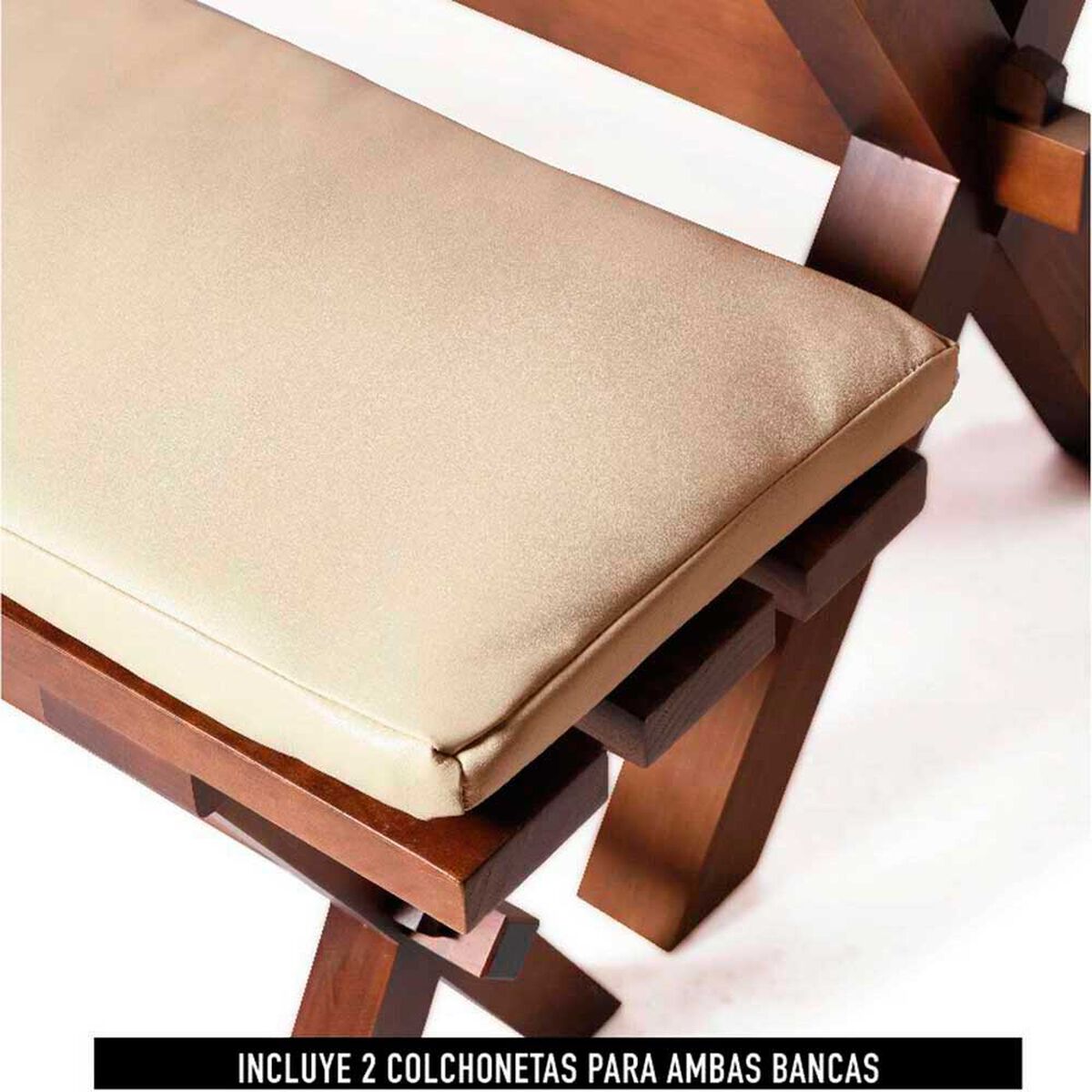 Juego de Comedor Latam Home Sevilla Cadiz 2 Sillas + 2 Bancas PU Beige