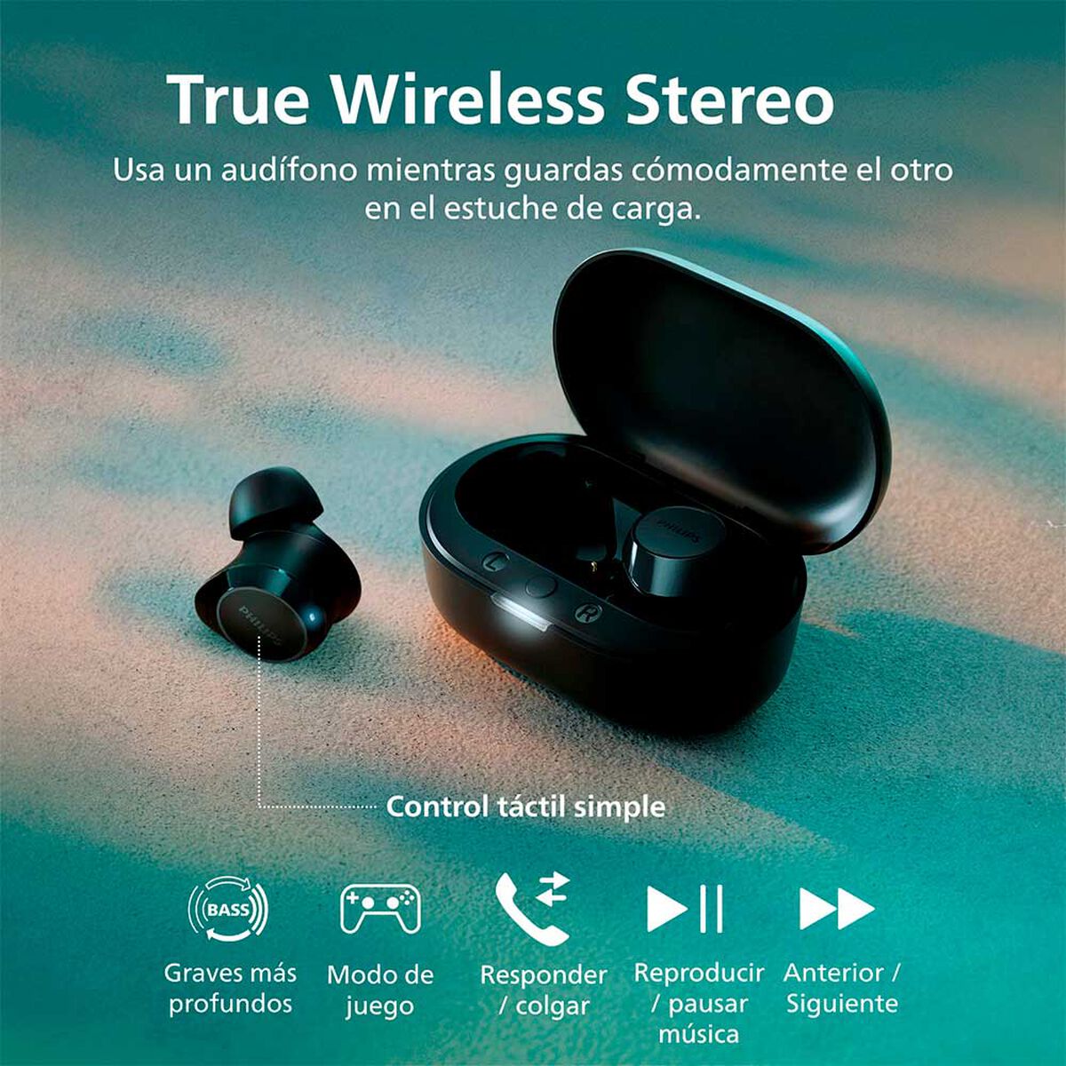 Aud&iacute;fonos Bluetooth In Ear Philips TAT1209BK Negros