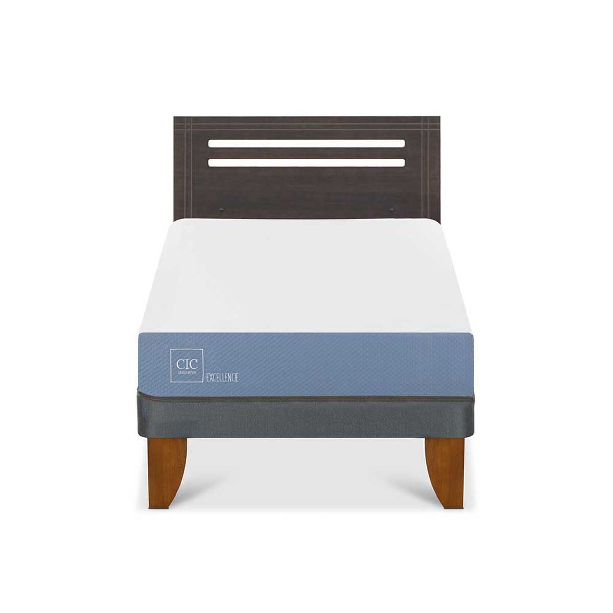 Cama Europea CIC Base Normal 1,5 Plazas Excellence + Respaldo Munich