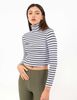 Polera Crop Rayas Manga Larga Cuello Tortuga Mujer Icono