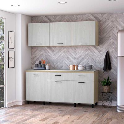 Combo Modulo Inferior con Top + Modulo Superior TuHome Gante Rovere Niebla