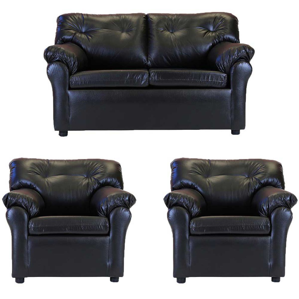Juego de Living Muebles America Santa Fe Sofá 2 Cuerpos + Dos Sillones 1 Cuerpo Negro