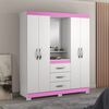 Clóset Home Mobili Cavic 4 Puertas 3 Cajones Blanco Rosa