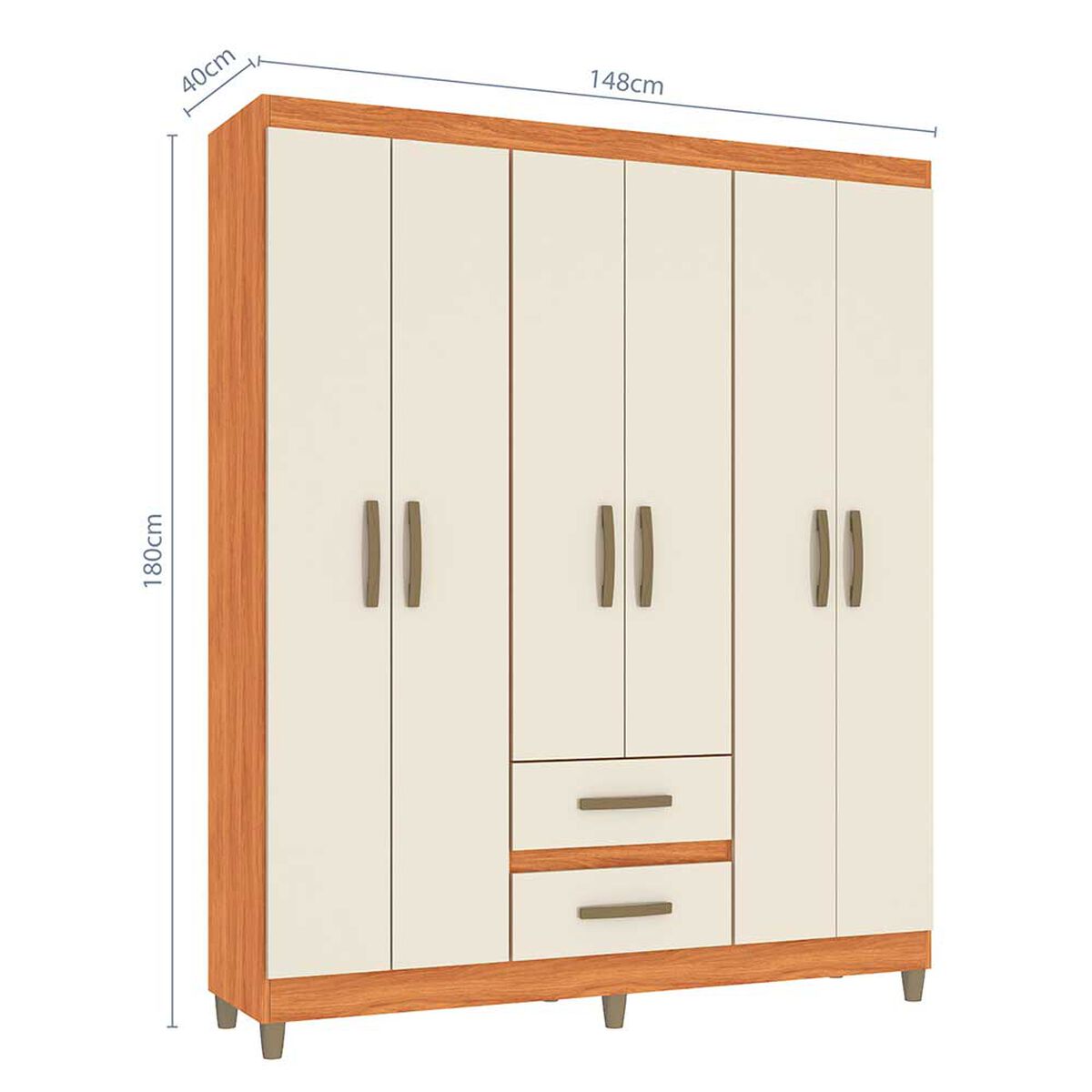 Cl&oacute;set Vekkahome Coimbra 6 Puertas 2 Cajones Blanco