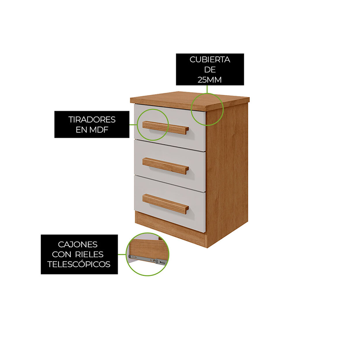 Velador Di Poretti Design Baiao 3 Cajones Caf&eacute;