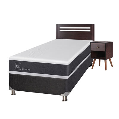 Imagen 2 del producto Box Spring CIC 1,5 Plazas New Ortopedic + Respaldo + Velador New Munich
