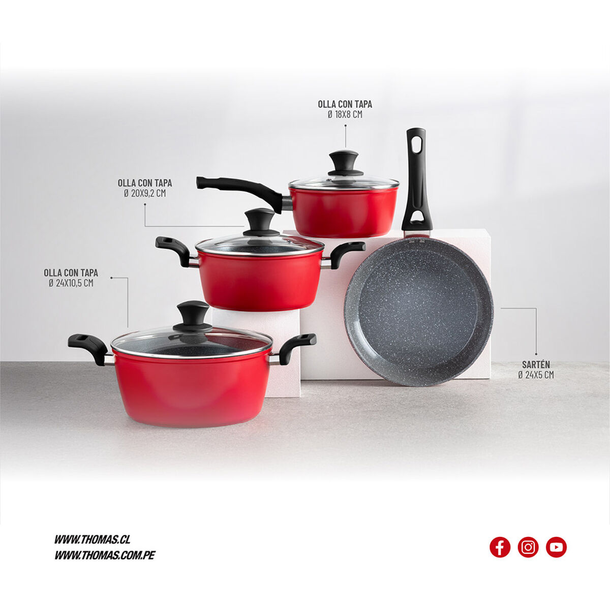 Bater&iacute;a de cocina Aluminio Forjado 7 Piezas Rojo
