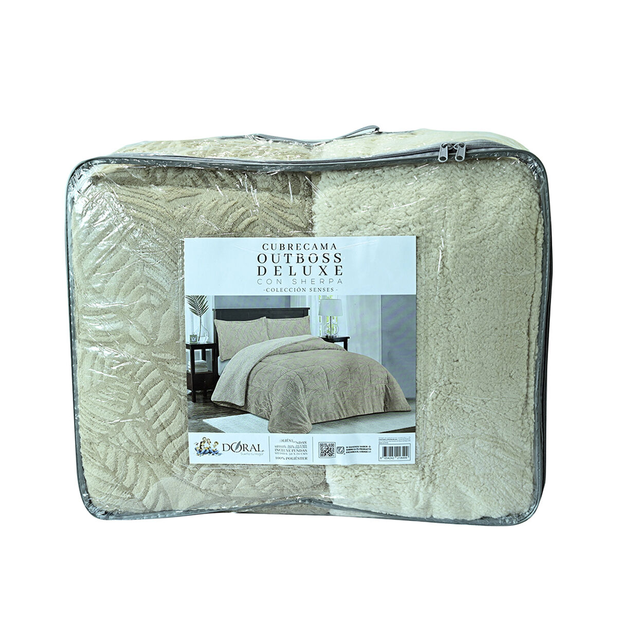 Cubrecama Doral Super King Beige Outboss Sherpa