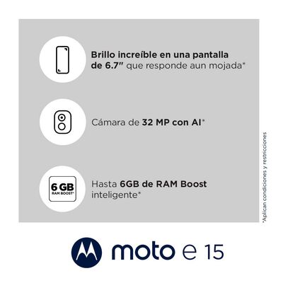 Imagen 2 del producto Celular Motorola Moto E15 4G 64GB 6,7"" Azul