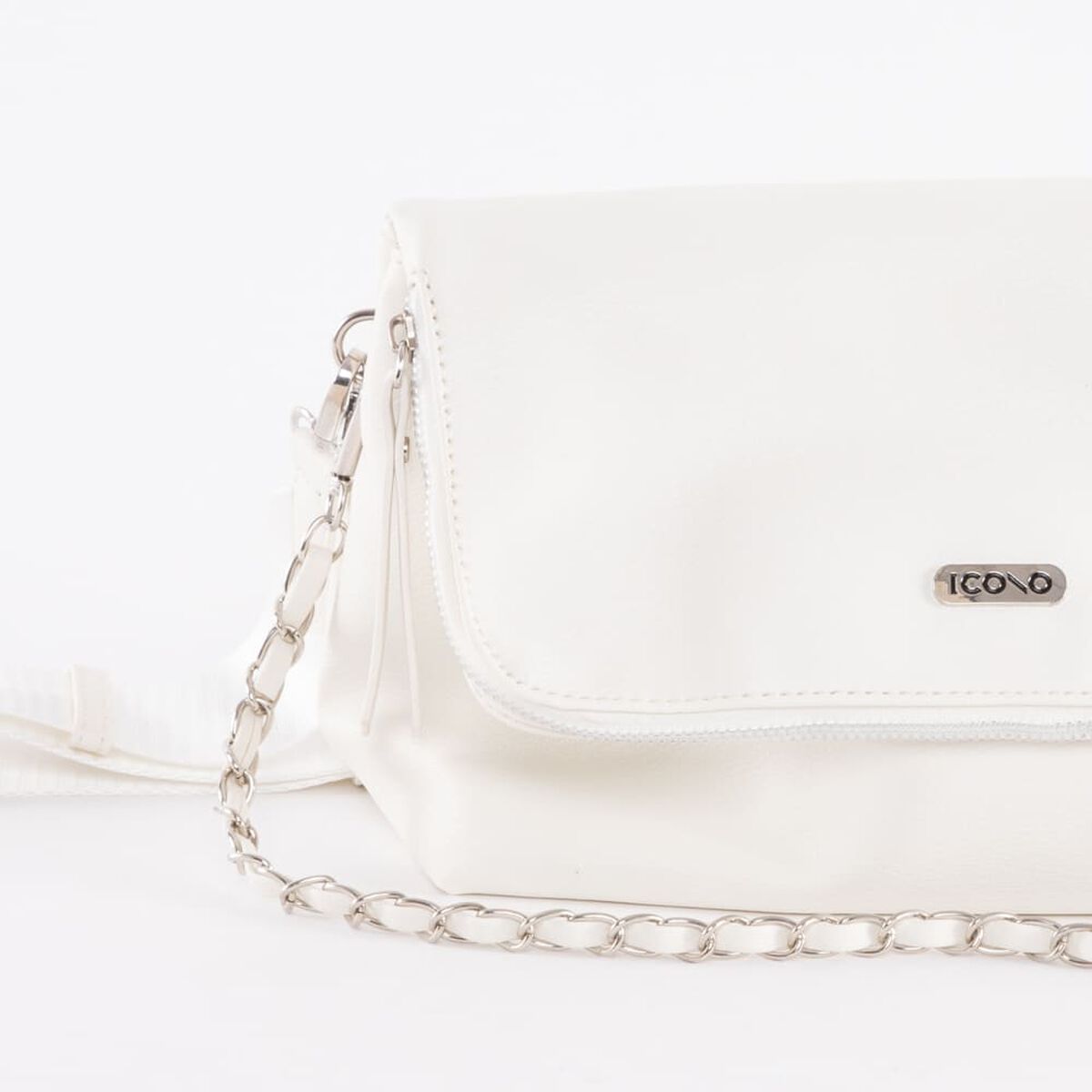 Cartera Cross Bag Blanca Eco Cuero Mujer Icono