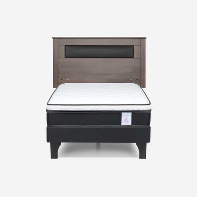 Cama Europea Rosen 1 Plaza New style 6 + Respaldo Ferrera Gris