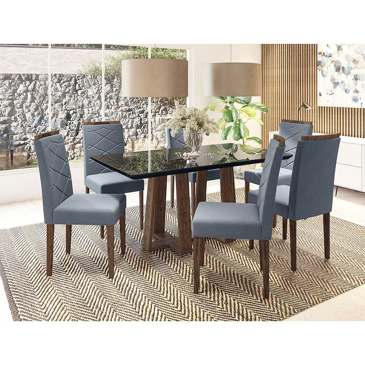Juego de Comedor Jdo & Design Caroline Celeste 6 Sillas 