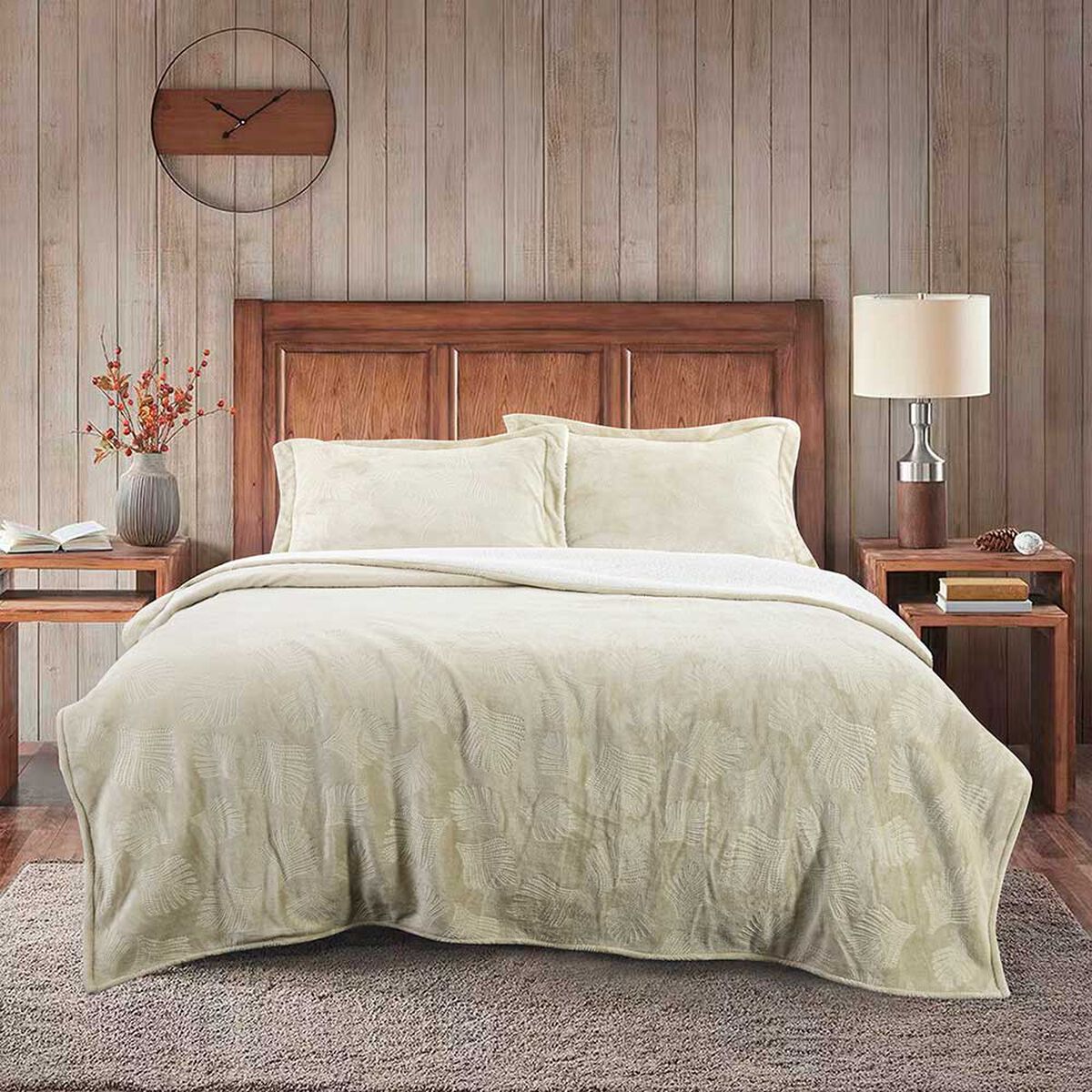 Cubrecama Embossed Estampado Illusions 1,5 Plazas Tinsel Beige