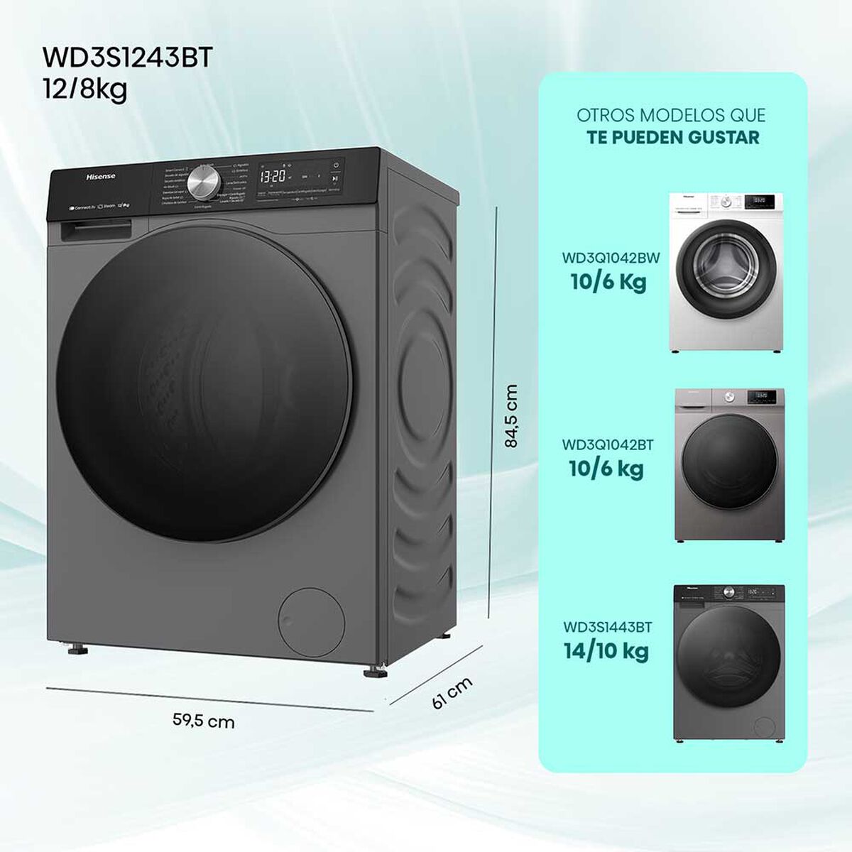 Lavadora Secadora Hisense WD3S1243BT 12/8 Kg.