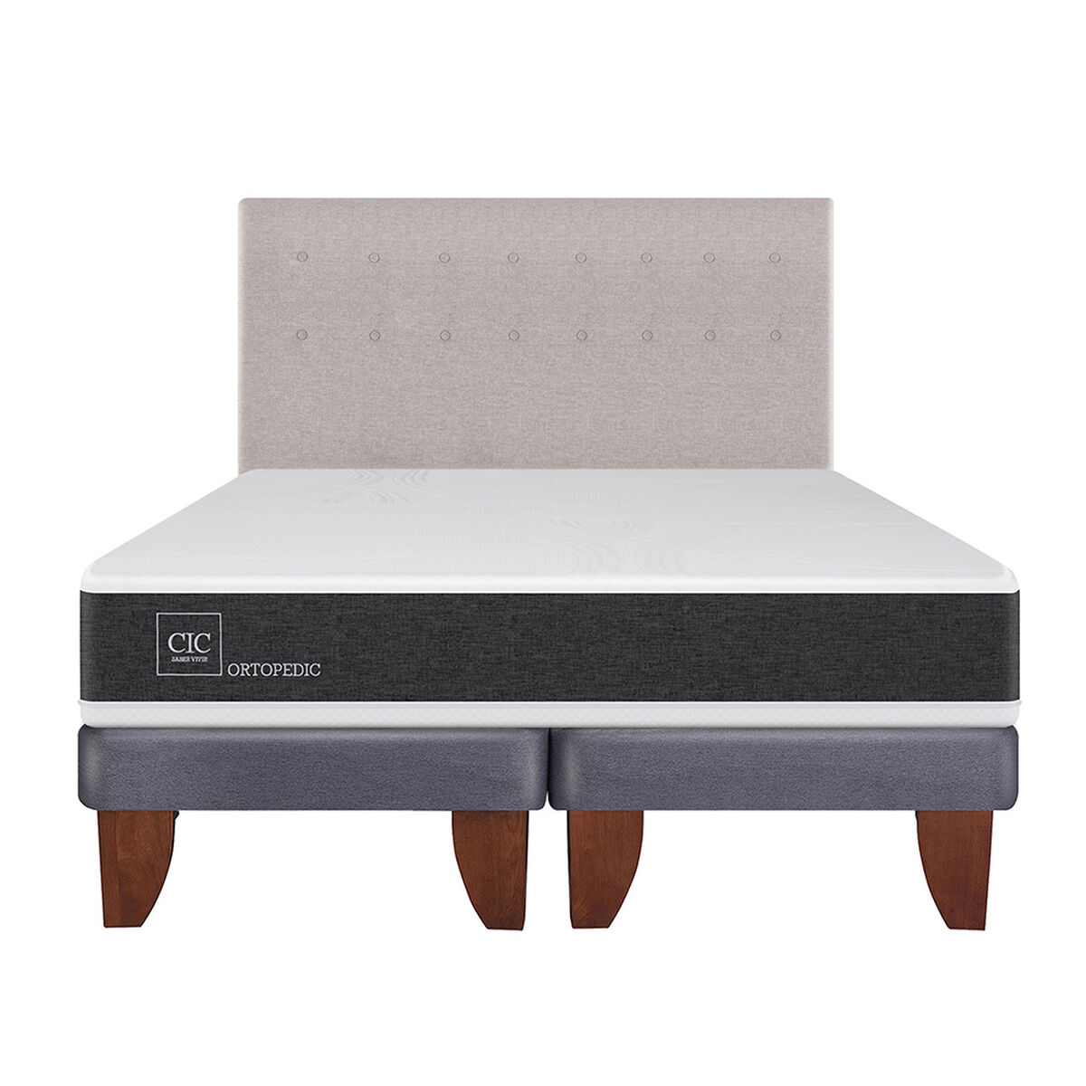 Cama Europea CIC Base Dividida King Ortopedic + Respaldo Tigris