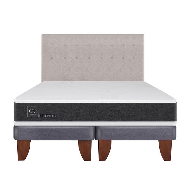 Cama Europea CIC Base Dividida King Ortopedic + Respaldo Tigris