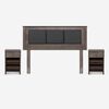 Cama Europea Rosen Base Dividida 2 Plazas New style 6 + Respaldo Rachel Gris + 2 Veladores