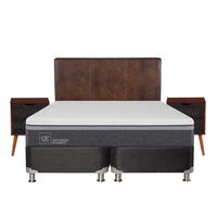 Box Spring CIC Base Dividida King Ortopedic Advance + Respaldo + 2 Veladores Baker