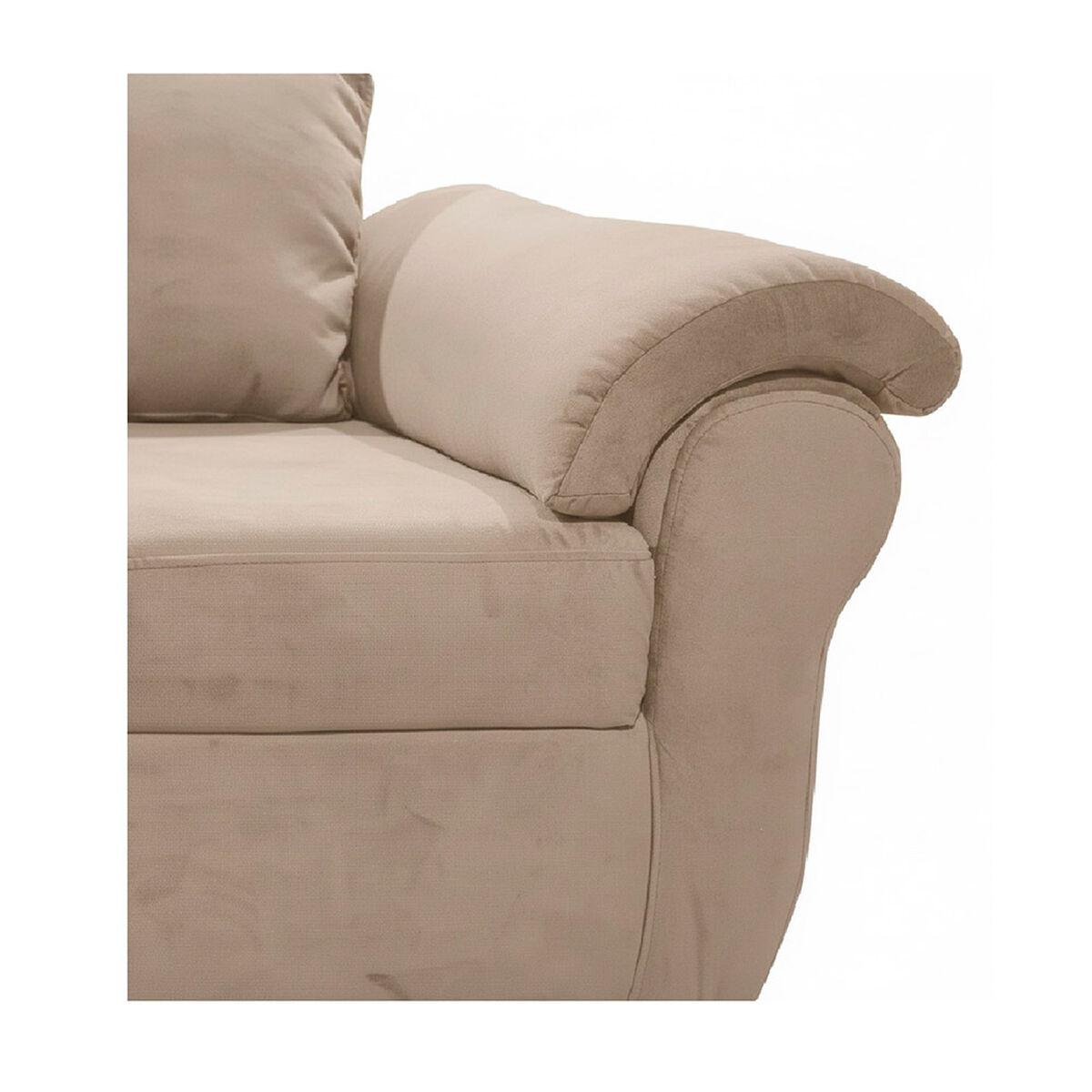 Sof&aacute; Muebles MPR Ezeiza 3 Cuerpos + 1 Pouf Felpa Beige