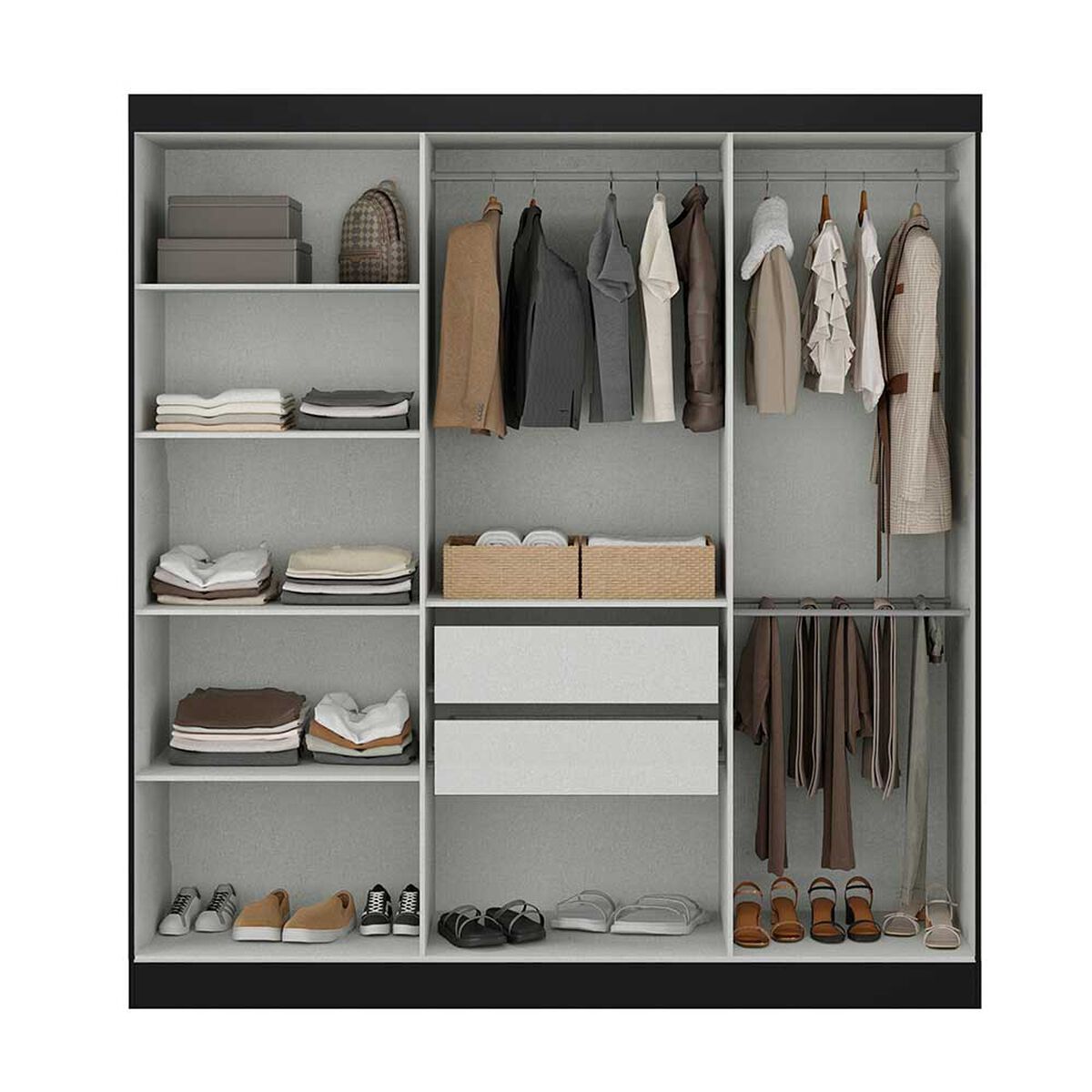 Closet Di Poretti Design Paris 6 Puertas 2 Cajones Negro