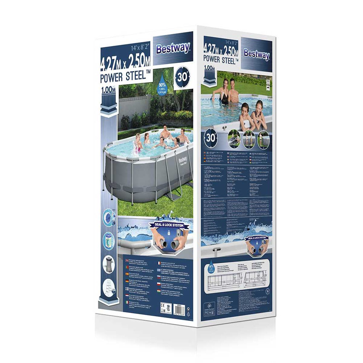 Piscina Estructural Bestway Power Steel Gris Oval 427 x 250 x 100 cm 7250 lt 