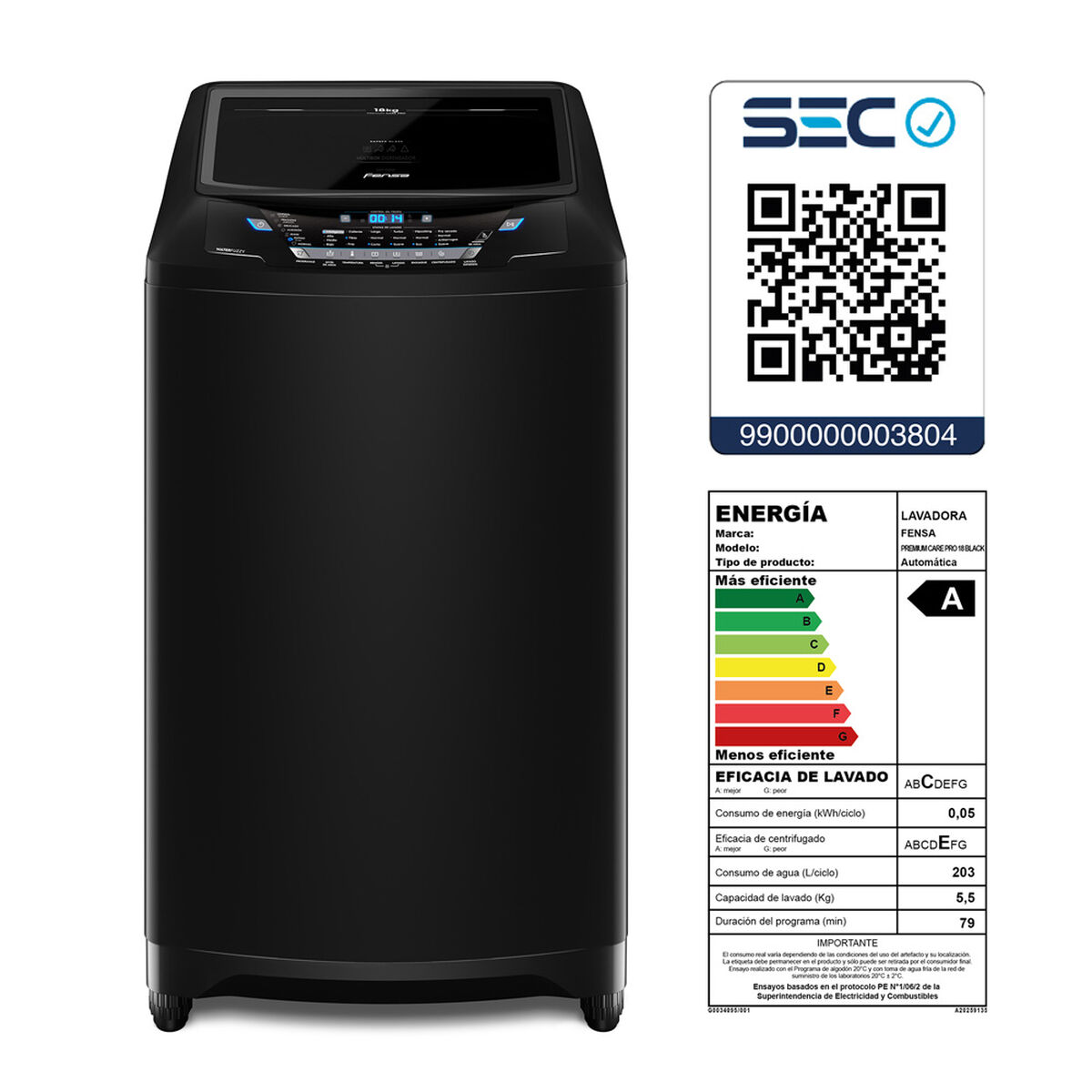 Lavadora Automática Fensa Premium Care Pro 18 18 kg.