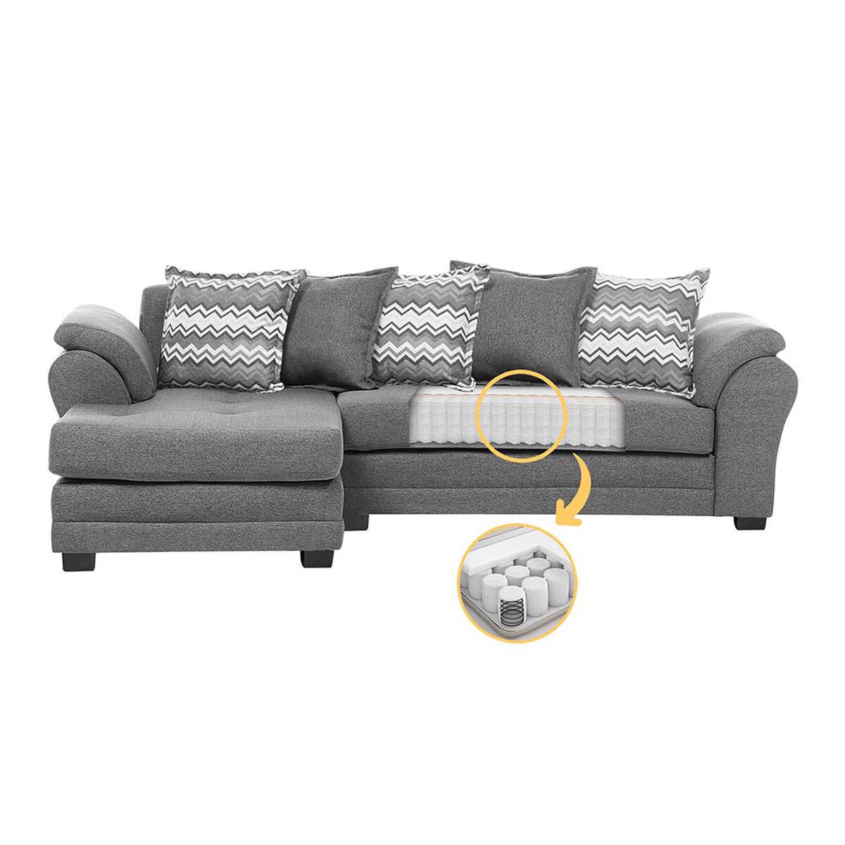 Sofá Seccional Izquierdo Living Factory Mustang 4 Cuerpos Gris